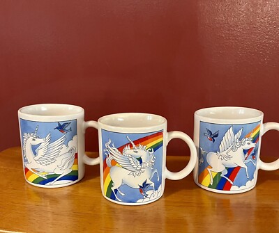 Vintage Set 3 Unicorn Pegasus Rainbow 80s Coffee Tea Drink Mug Mugs Pride  CUTE | eBay