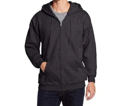 Mens Solid Full Zip Hoodie Casual Classic Hooded Zipper