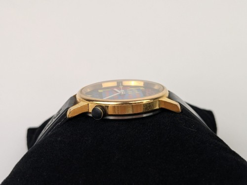 Vtg Guess Watch 1987 By Georges Marciano Gold Tone American Flag Black Band - Picture 6 of 10
