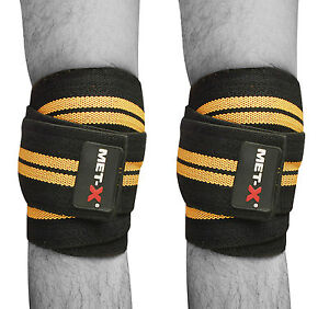 Met-X Super Heavy Duty Weight Lifting Knee Wraps Double Strength Wraps