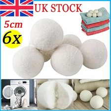 6PCS 5CM Reusable Wool Tumble Dryer Balls Home Natural Laundry Clean Pactical UK