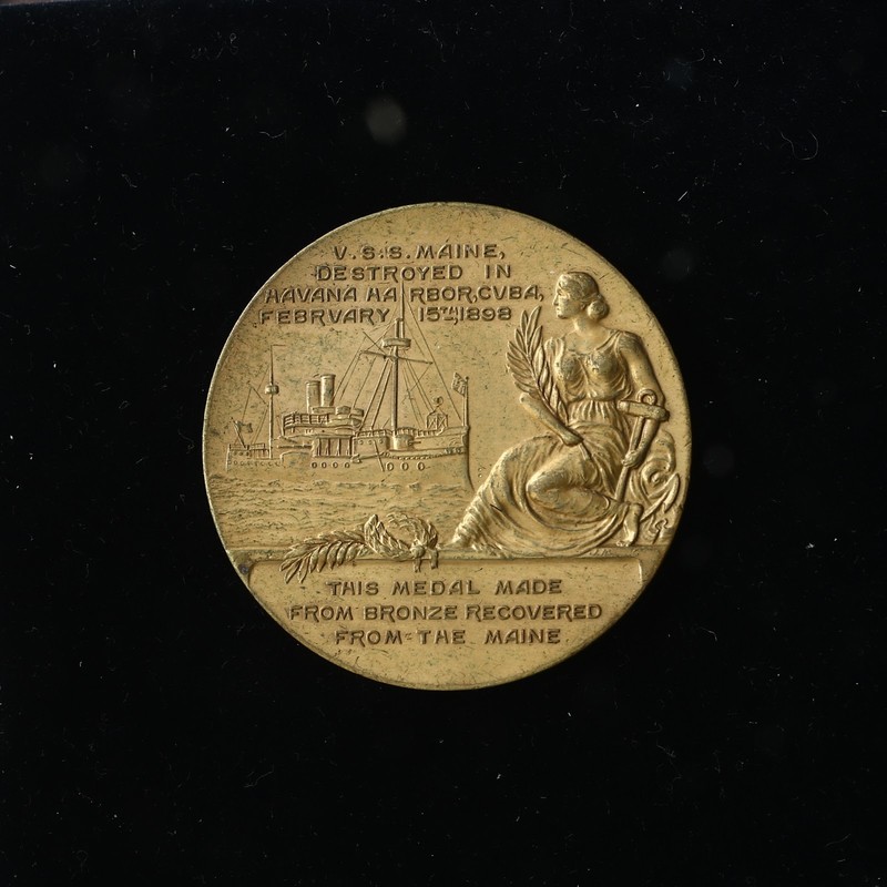 1914 USS Maine Memorial Dedication medal recovered bronze Bastian Bros Co