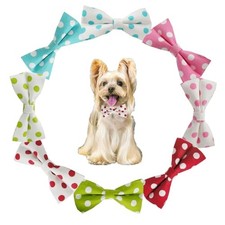 8pcs Cute Polka Dot Dog Bow Ties Dogs Collar Attachment Slides Bow Ties Medium