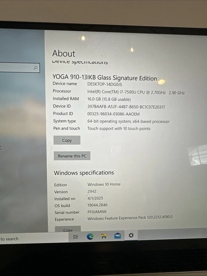 Portátil Lenovo Yoga 910-13IKB Signature Edition 4K pantalla táctil Windows 10 i7 CPU Foto 3 de 4