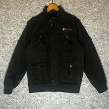 TACVASEN Men’s Black Bomber Jacket Large Utility Pockets Outdoor Casual Coat