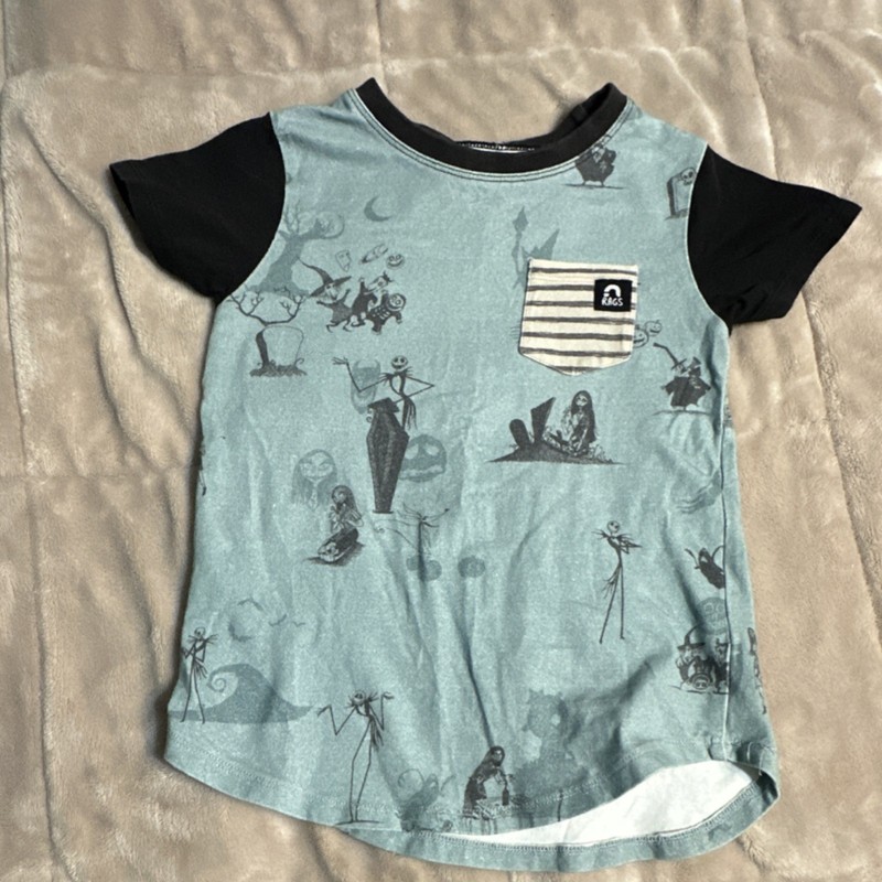 RAGS Unisex Nightmare Before Christmas Jack Skellington T-Shirt Blue Black 3/4