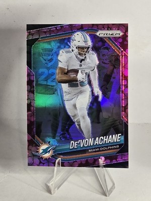 De von Achane PLUM 8 /8 Prizm International Bookend #150 Miami Dolphins  
