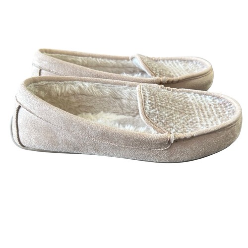 Nautica Suede Sherpa Lined Moccasins Loafer Beige Slippers Size 8 - Picture 12 of 17