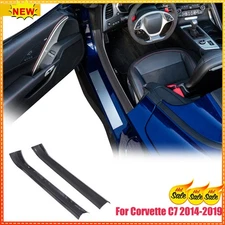 Built-in Sill Trim Strip Real Carbon Fibre 2Pcs Set For Corvette C7 2014-2019