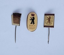 Lot of 3 Vintage Enamel Pins Badges German Berlin Hauptstadt DER DDR