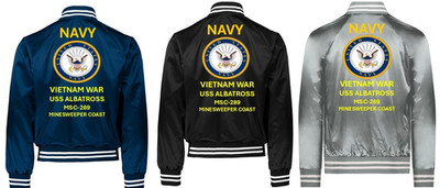 VIETNAM* USS ALBATROSS  MSC-289 * SI*VINYL*SATIN JACKET*NAVY OFFICIAL LICENSE