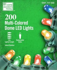 HOME ACCENTS HOLIDAY 1001 717 530 200CT MULTI-COLORED DOME LED LIGHTS 58' - NEW 