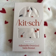 Kitsch Satin Bonnet Adjustable Oversized Satin Bonney NIB Tart Cherry Long Hair