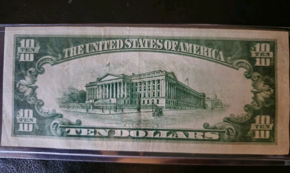 1934 $10 Dollar Lime Green Seal - Image 2 of 2