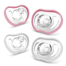Nanobebe Active Baby Pacifiers 4-36 Months - 4 Count Pack of 1 , White/Pink