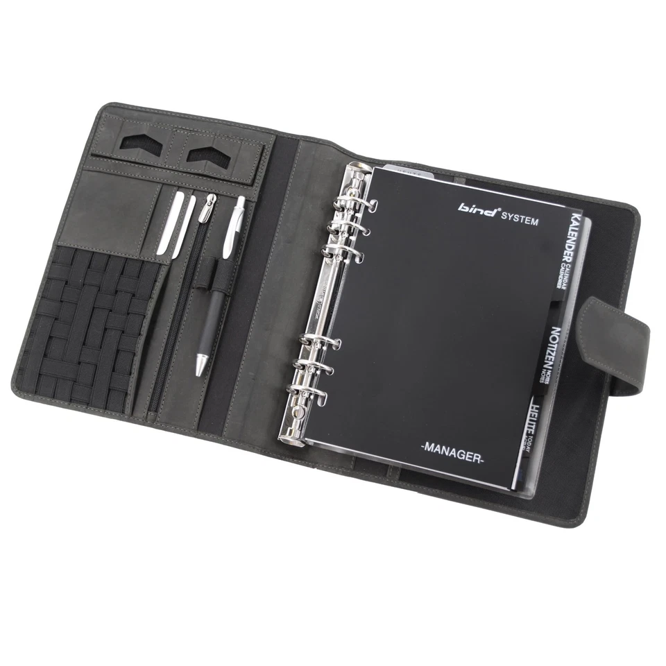 bind Systemplaner A5 Terminkalender Leder grau (15505) - Bild 2 von 3