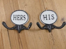 COAT HOOKS HIS AND HERS ENTRY WAY BATH TOWEL BATHROOM GARAGE ORGANIZATION HAT 