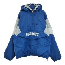 STARTER NFL Dallas Cowboys Half Zip Nylon Stadium Jacket XL 27.6in Vintage USA