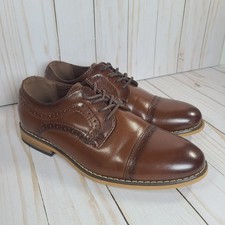 Stacy Adams Dickinson Kids Youth Boys Size 1 M Dress Shoes Brown Leather Tow Cap