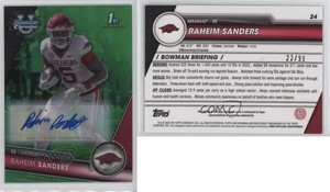 2023 Bowman U Chrome Prospect Green Refractor /99 Raheim Sanders #24 Auto