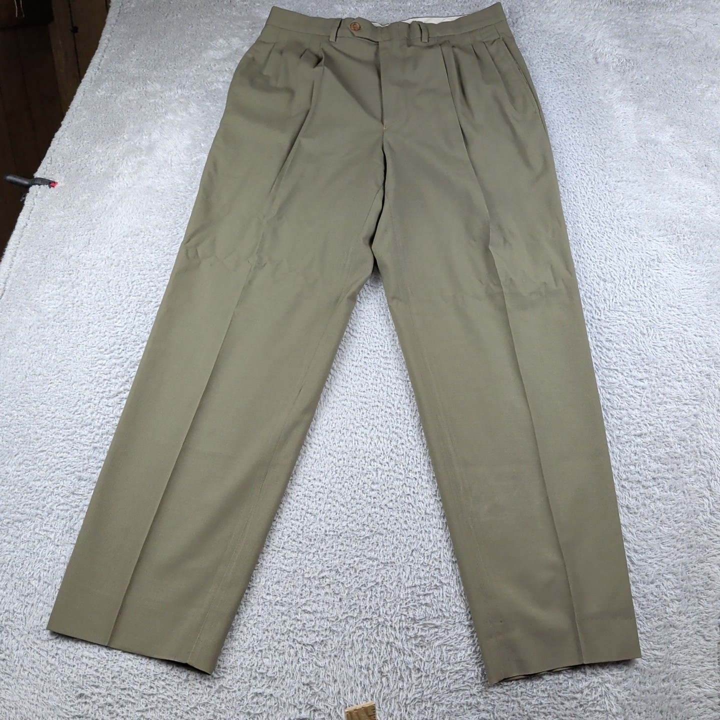 Courrèges, Vintage 80s Courreges Homme Pants Green Mens Size 50 / 34 Pleated Classic