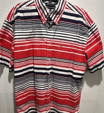 Tommy Hilfiger Striped Button-Down Shirt Red Blue White Men's XL