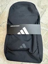 adidas Essentials 3 Sling Crossbody Bag Black with Carabiner and Multi-Pocket