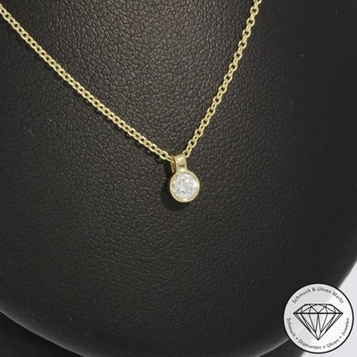 Wert 1260   Solitär Brillant Anhänger & Kette 585 14 Karat Gelb Gold