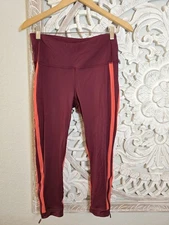 Lululemon Women's Zip The Line Crop 23" High Rise Deep Ruby /poppy Coral 8
