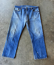 Levi s 501 Blue Light Wash Denim Jeans 40x29 Button Fly Distressed 70s 80s USA