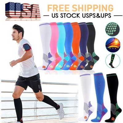 3 Pairs 20-30mmHG Womens Mens Compression Socks Stockings Knee High Medical USA