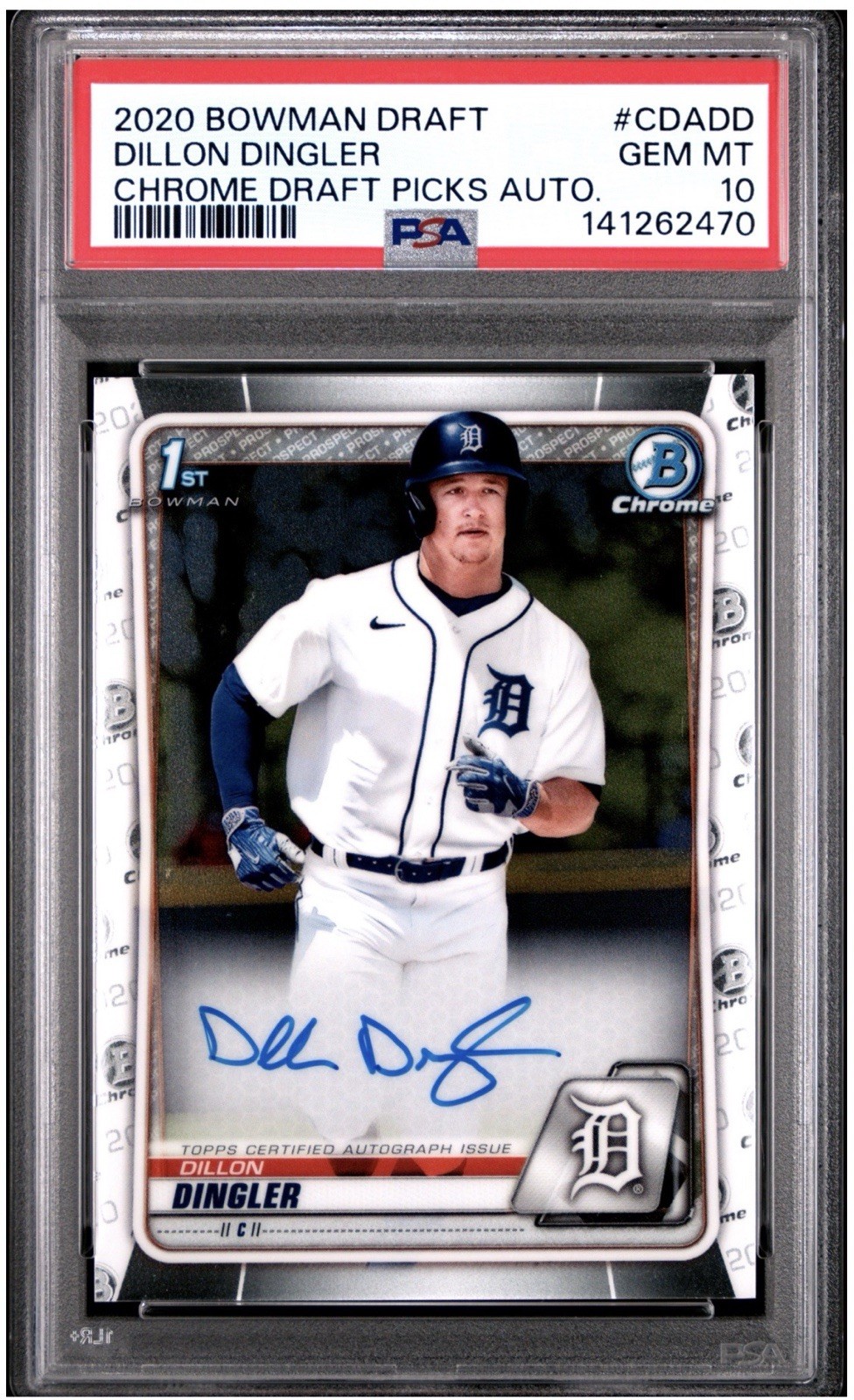 2020 Bowman Draft Dillon Dingler 1st Chrome Auto #CDA-DD PSA 10