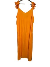 Vince Camuto Orange beach maxi dress ruffled shoulder straps viscose Size XL NEW