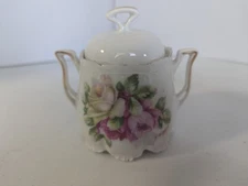 G. Wiegand Germany Gold Trim 4” Floral Sugar Bowl Vintage Antique-signed
