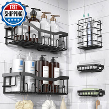 Adhesive Shower Caddy 5 Pack Rustproof Stainless Steel Bath Organizers....