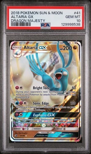 2018 POKEMON SUN & MOON DRAGON MAJESTY #41 ALTARIA GX PSA 10