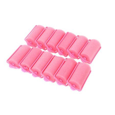 Set of 12 Large Pink Foam Sponge Hair Rollers