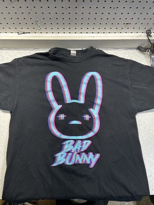 Bad Bunny Black Graphic Tee XL Short Sleeve Shirt Cotton