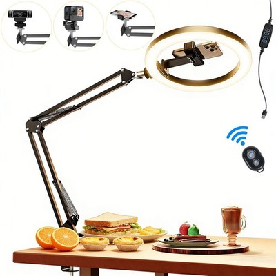 Desk Selfie Ring Light Overhead Camera Phone Mount Video Recording Live Meeting