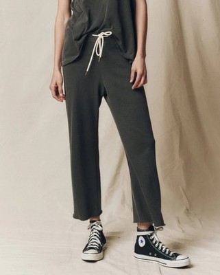 THE GREAT The Wide Leg Cropped Sweatpant Lounge Washed Black Shopbop 0 XS $195