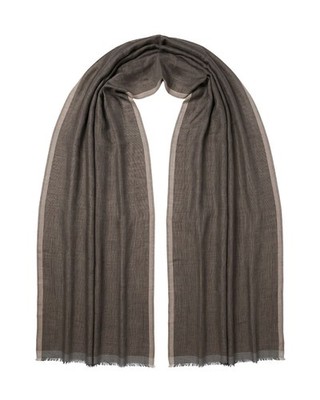 Lanvin Linen-Cotton Blend Scarf   Lightweight Brown Wrap,  Breathable Design