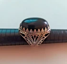Ancient Vintage Victorian Sterling Silver Ring Black Onyx Stone Size 9