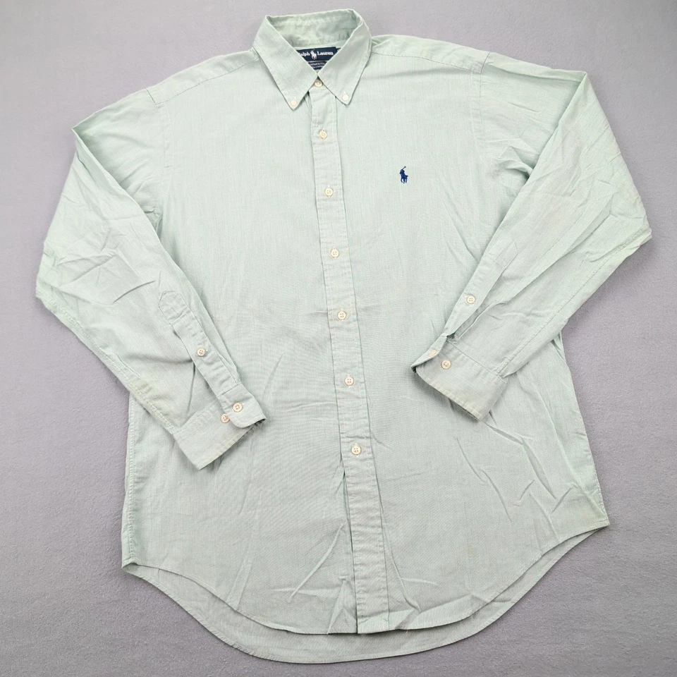Camisa Ralph Lauren Para Hombre 15.5 34/35 Verde Yarmouth Abotonada Oxford Pony Foto 2 de 4