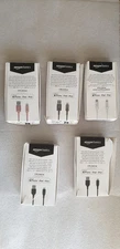 Lot of 5 Amazon Basics USB-A to IPhone Cable For iPhone & iPad - 3 Ft/0.9m