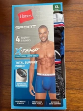 Hanes Men's Sport X-Temp Total Pouch Support Tagless Trunks Briefs 3-Pack XL
