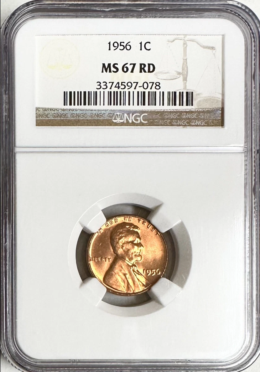 Uncirculated MS 67 Graded 1956 Lincoln Wheat US Small Cents (1909