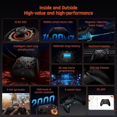 Ergonomisches kabelloses Gamepad für iPhone für Android PC Dominiere das Spiel