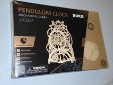 ROKR Pendulum Clock Mechanical Gears 3D Wooden Puzzle 166 Pc New Sealed LK 501