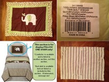 Tiddliwinks Madagascar Pillow Sham - Sweet Pea Green / Brown / White Striped