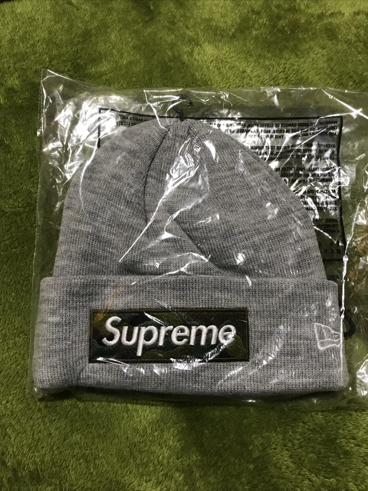 Supreme Box Logo Beanie 2023   FW23' camouflage gris taille unique prêt à être expédié